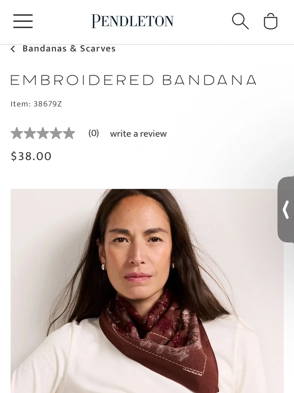 NWT Pendleton Embroidered Bandana Raisin Floral Cotton Scarf Western Boho - red